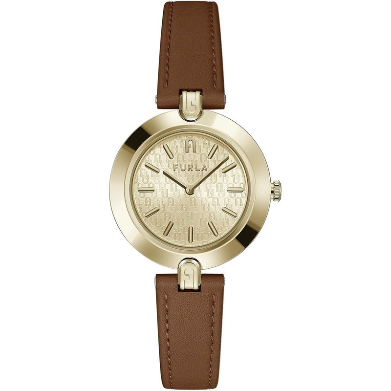 Brown leather dress watch-null