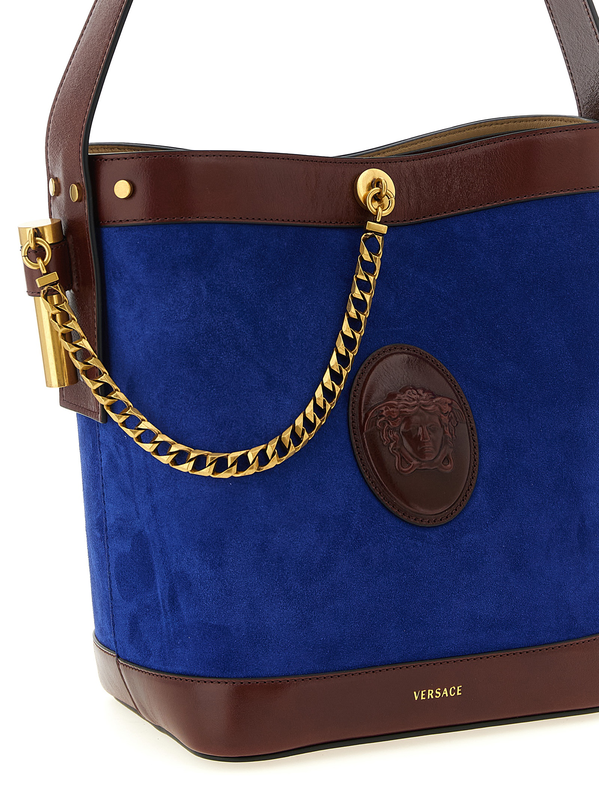 Blue calfskin shoulder bag-null