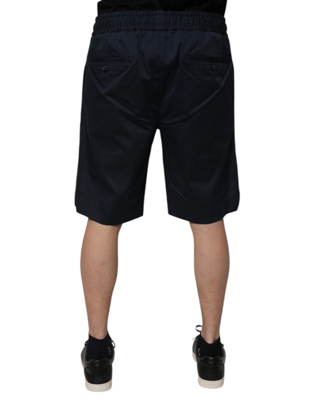 Navy blue cotton stretch men bermuda shorts-null