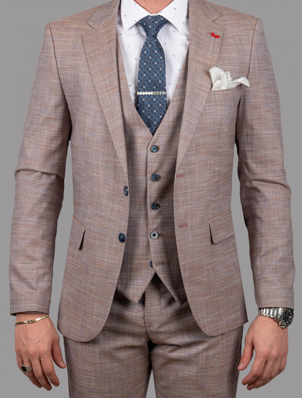 Dzine 3piece slim fit suit in patterned image number null