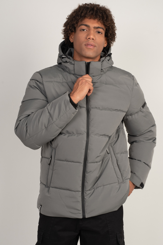 Basic quilted bomber hoodie jacket image number null