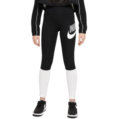Girls high-waist dance leggings, Black / White, medium