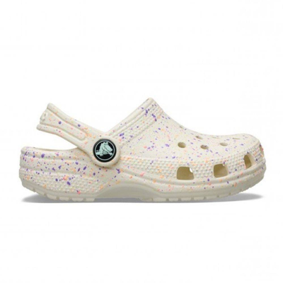 Toddler classic glow paint splatter clog, Summit White, medium