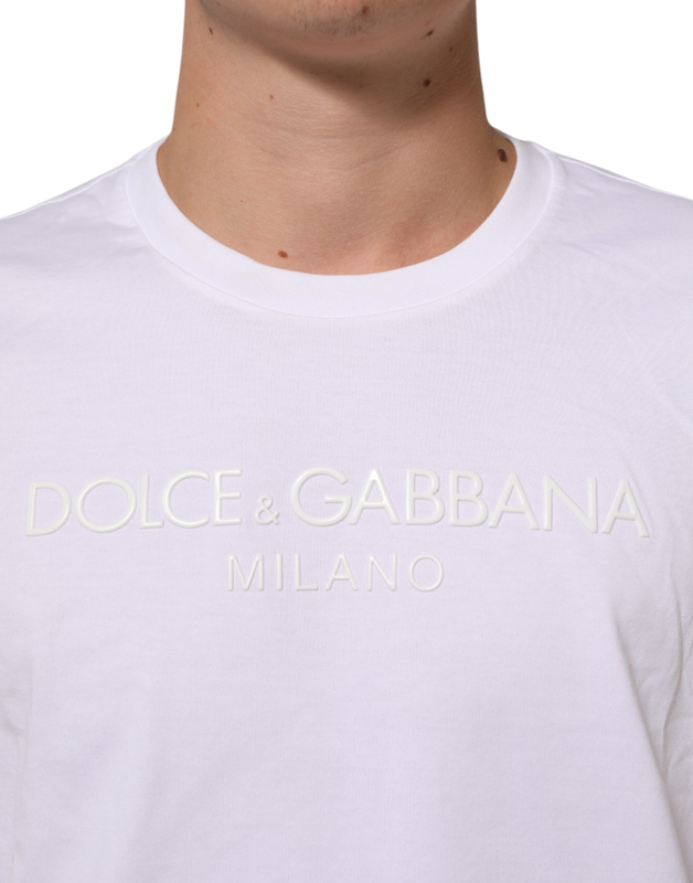 White cotton crew neck short sleeves t-shirt-null