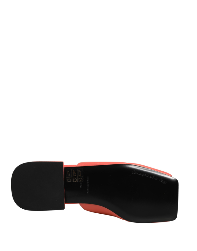 Orange dg logo leather flats sandals shoes-null