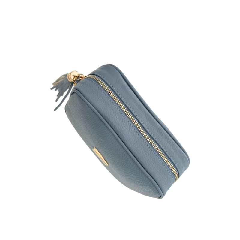 Blue leather women crossbody bag-null