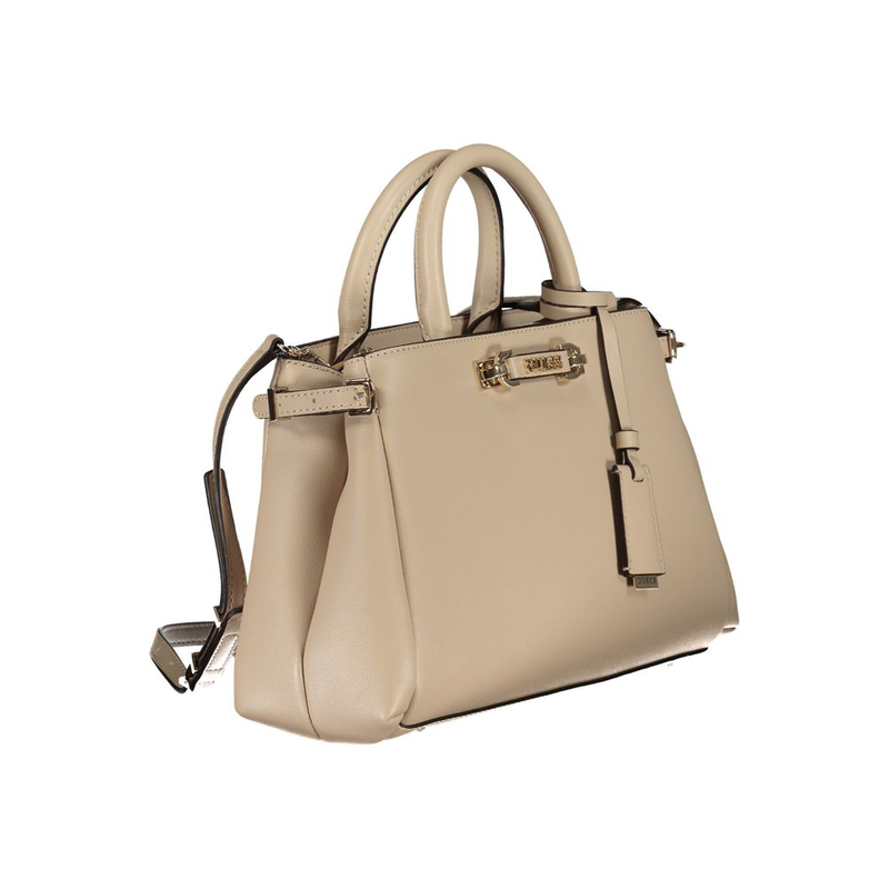 Beige polyurethane women handbag-null