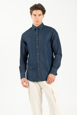 Vittorio jean shirt, Blue, medium