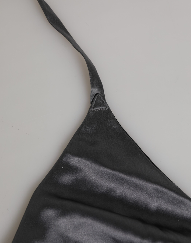 Black silk satin triangle soft cup underwear-null