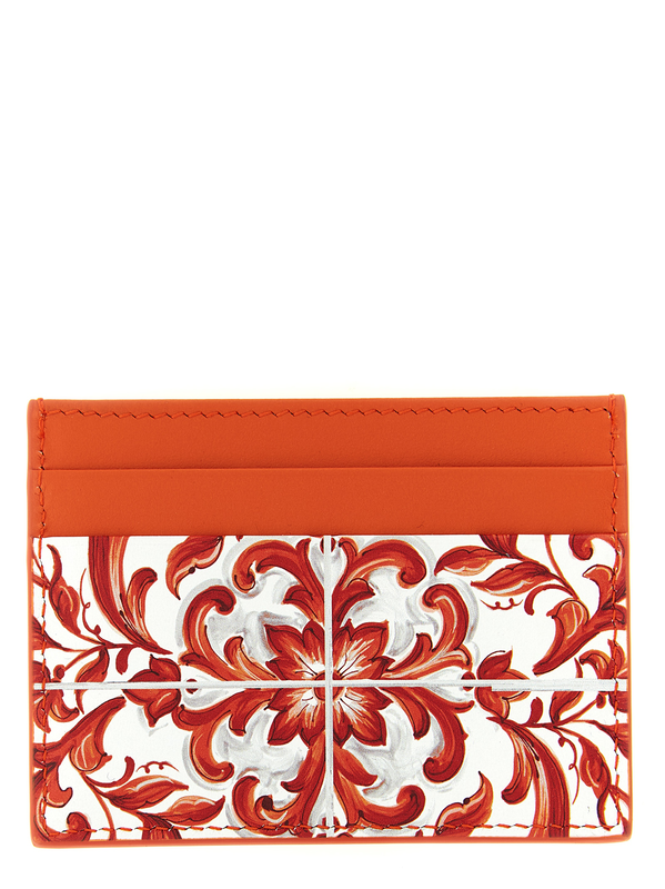 Orange calfskin cardholder-null