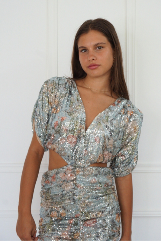 Product image: Aurelia sequined maxi dress with cut off ss2439-null