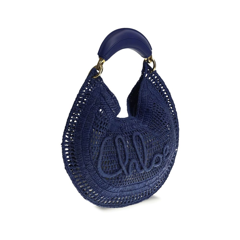 Blue raffia shoulder bag-null