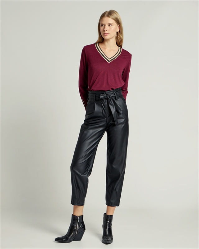 Trouser belted eco leather-null
