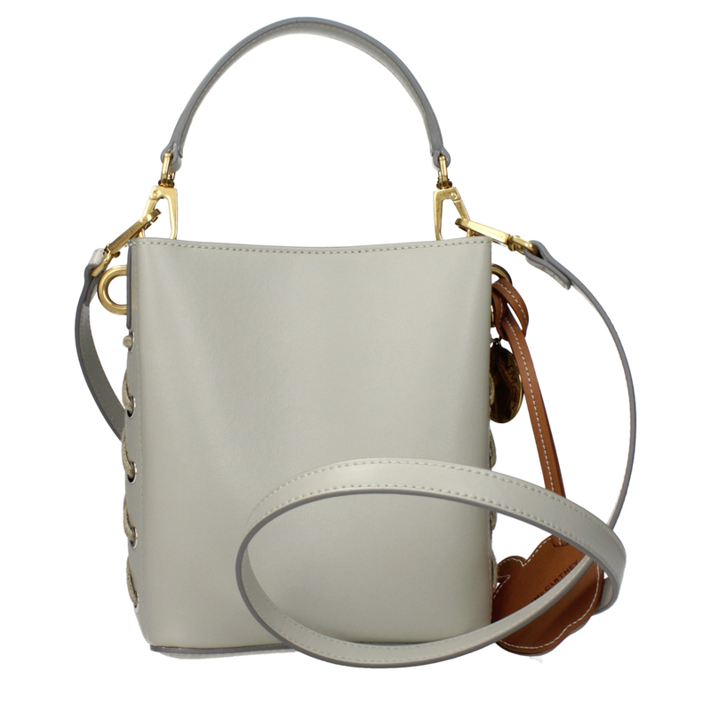 Gray leather handbag-null