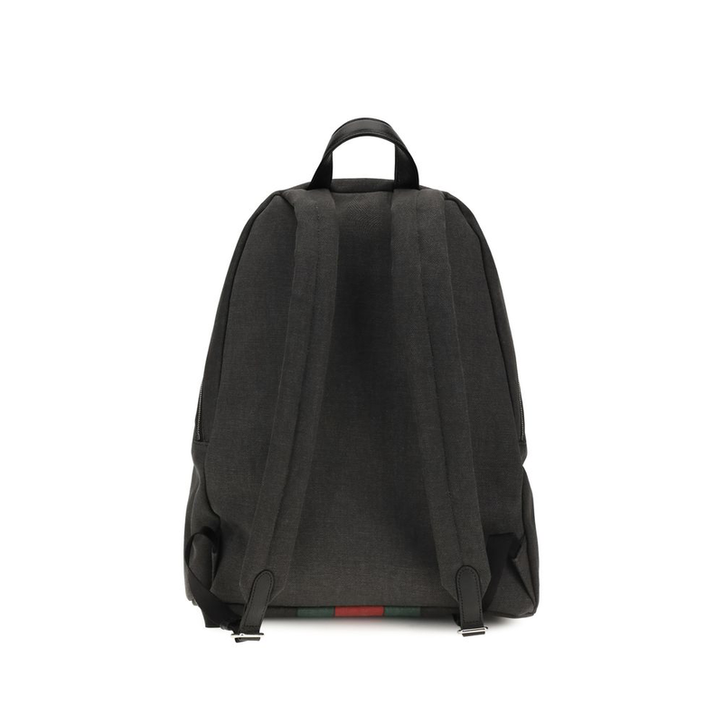 Black fabric backpack-null