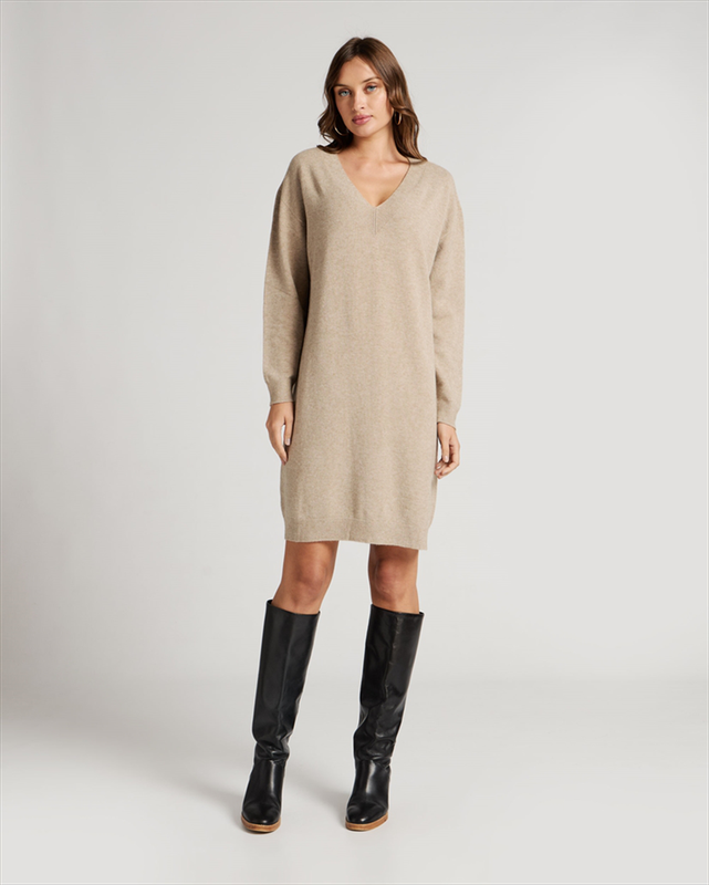 Knitted dress v neck image number null
