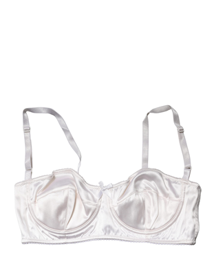 White semi-pad underwire balconette bra underwear, White, medium