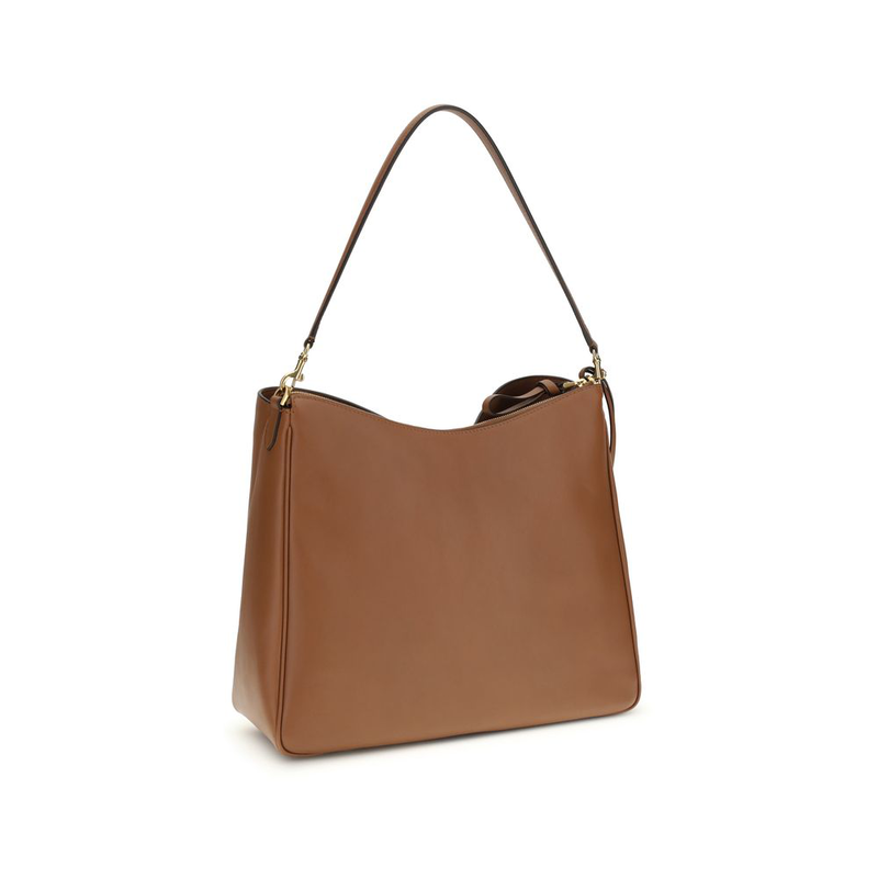 Beige calf leather bos taurus shoulder bag-null