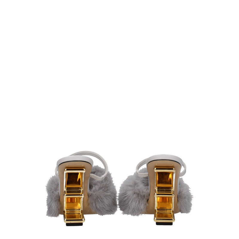 Gray mink slippers-null