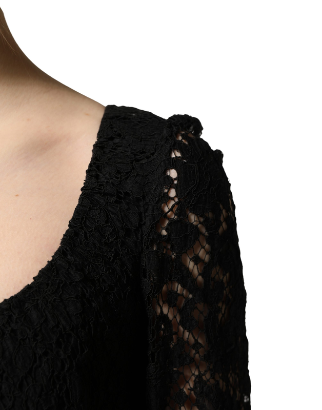 Black lace square neck longsleeve maxi dress-null