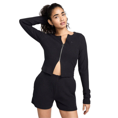 Nike nsw chill knit womens slim full-zip top, Black, medium