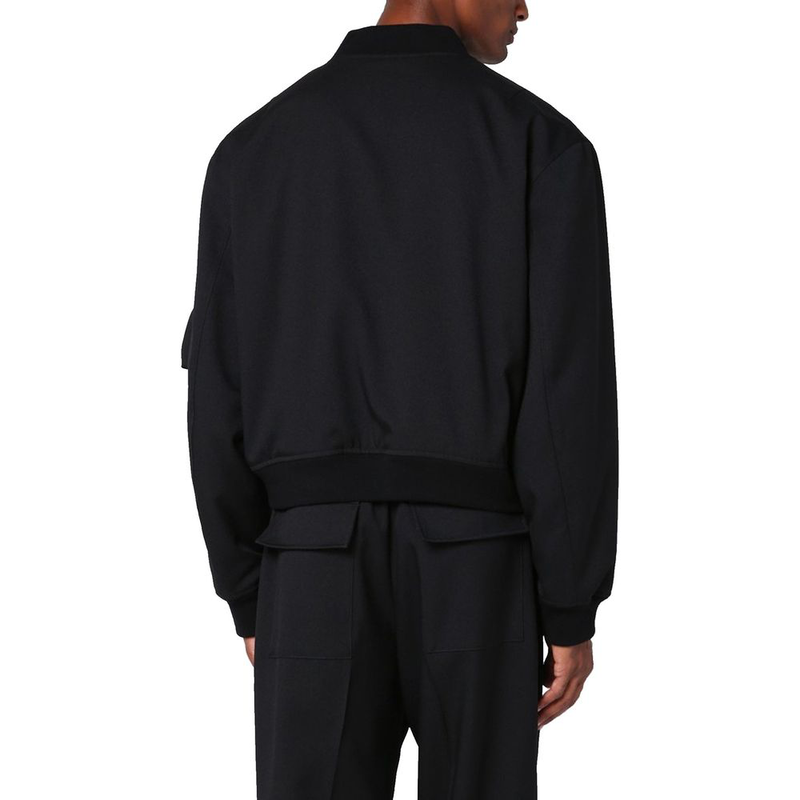 Black polyester bomber-null