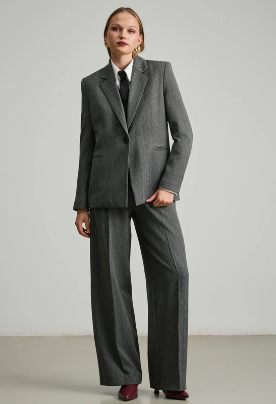 High-waisted staight-leg pants by desiree - grey-null