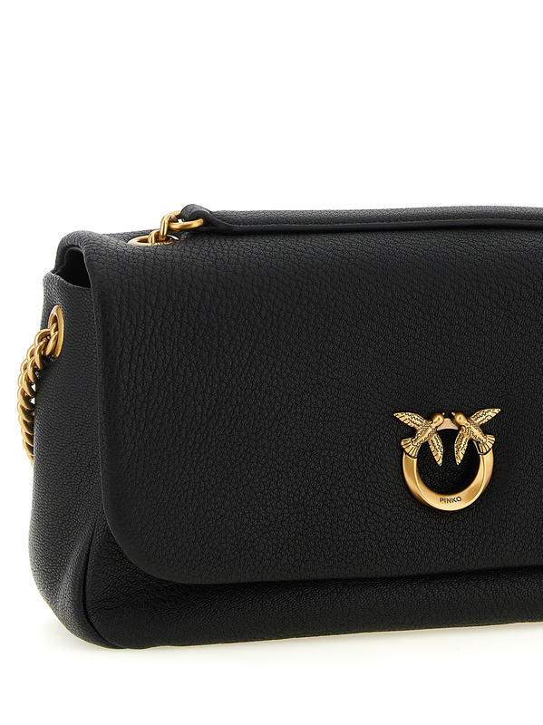 Black lamb leather shoulder bag-null