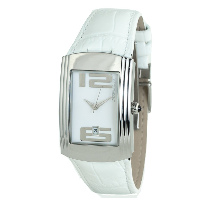 White leather dress watch-null