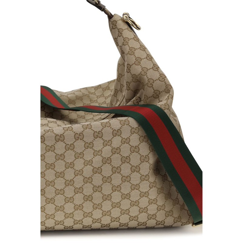Beige fabric shoulder bag-null