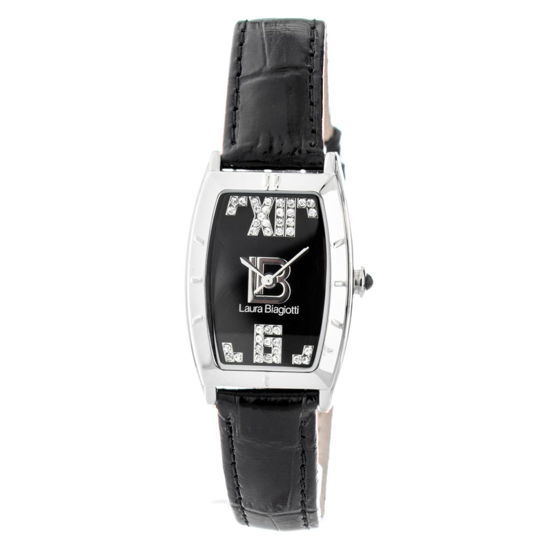 Black leather dress watch-null