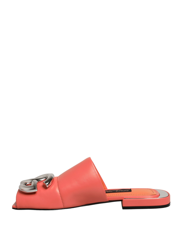 Orange dg logo leather flats sandals shoes-null