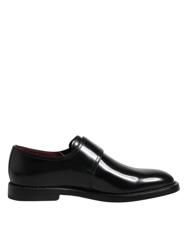 Black leather monk strap derby formal shoes-null