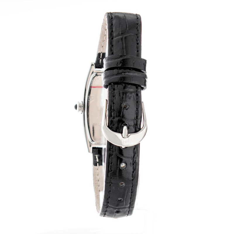 Black leather dress watch-null