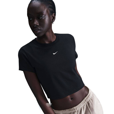 Nike sportswear womens chil knit cropped top, Black / Sail, medium