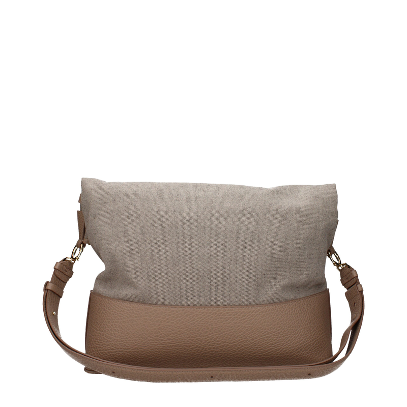 Beige fabric shoulder bag-null