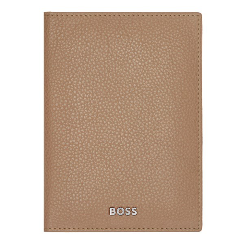 Boss passport holder classic grained camel-null