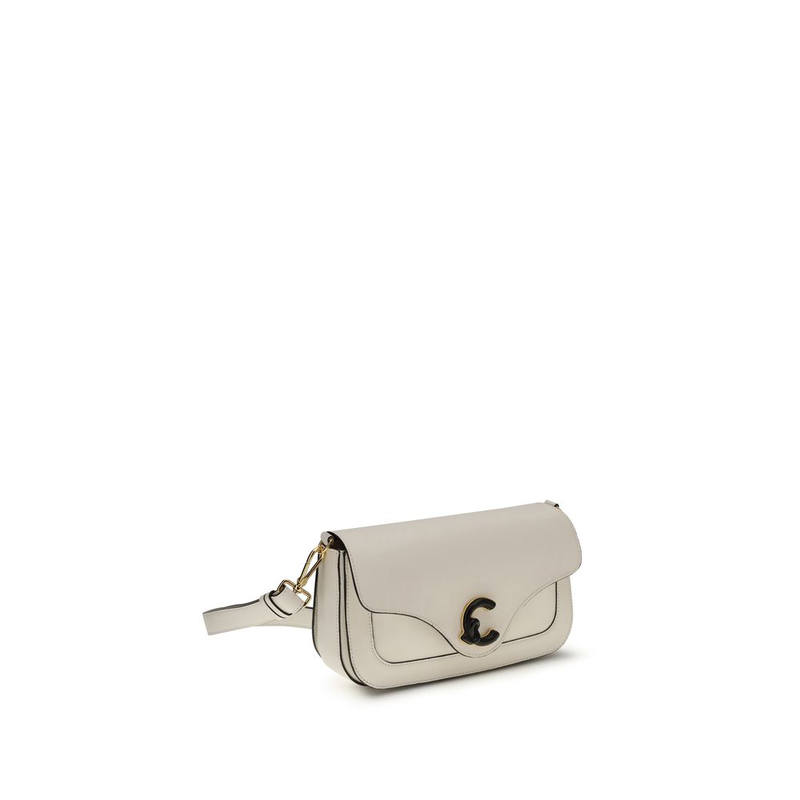 White calf leather bos taurus shoulder bag-null