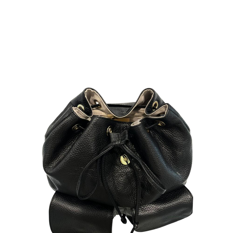 Black leather women backpack-null