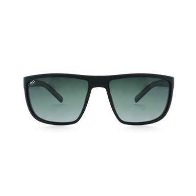 Ojo sunglasses man square black frame and temple with polarised gradient green lenses