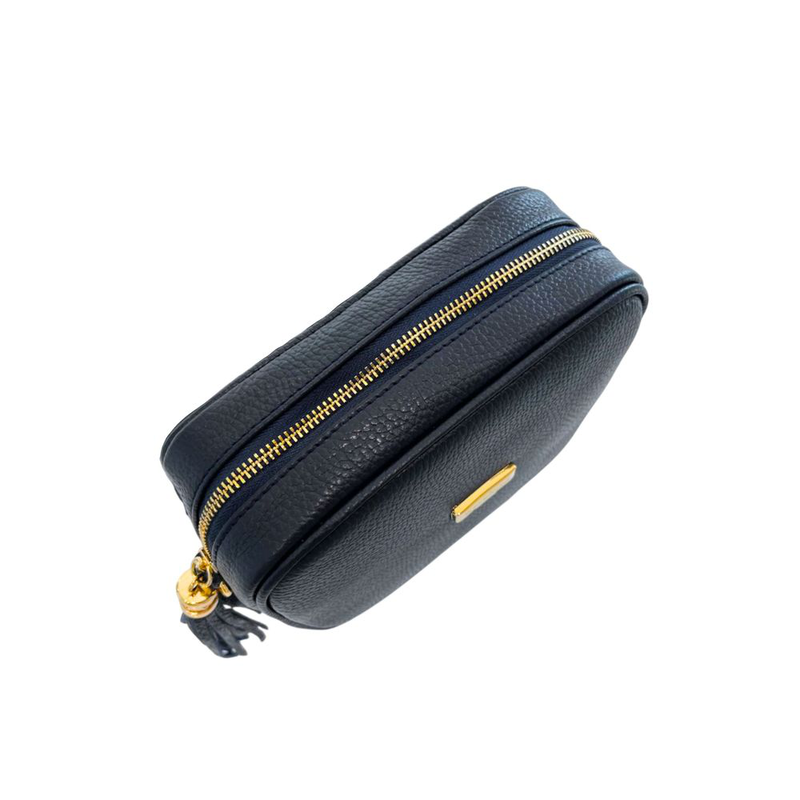 Blue leather women crossbody bag-null