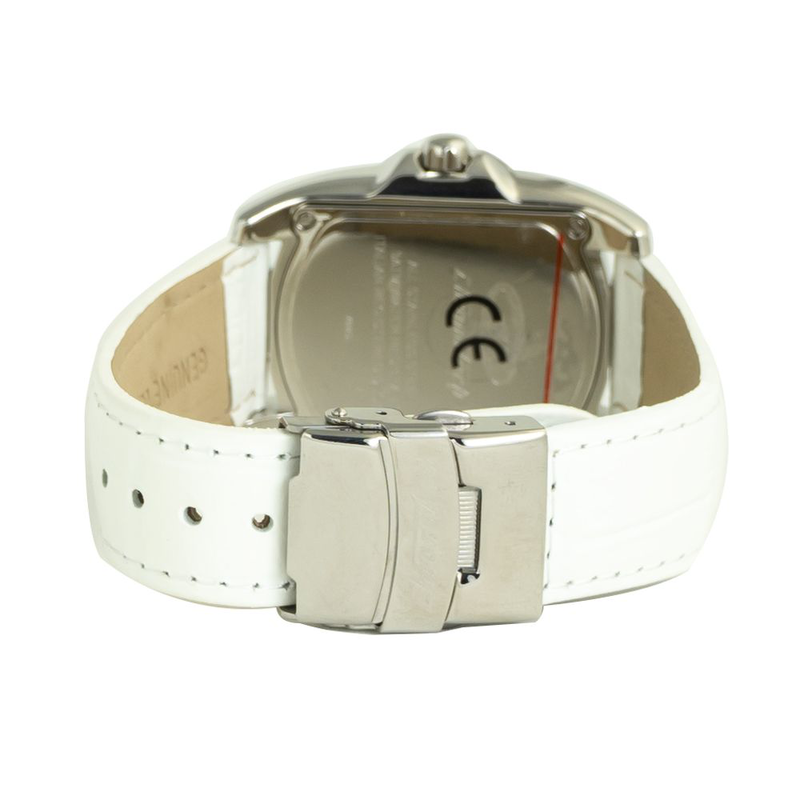 White leather dress watch-null