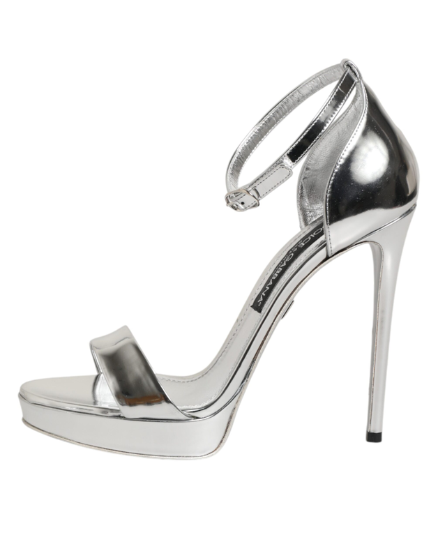 Silver leather platform keira sandals shoes-null