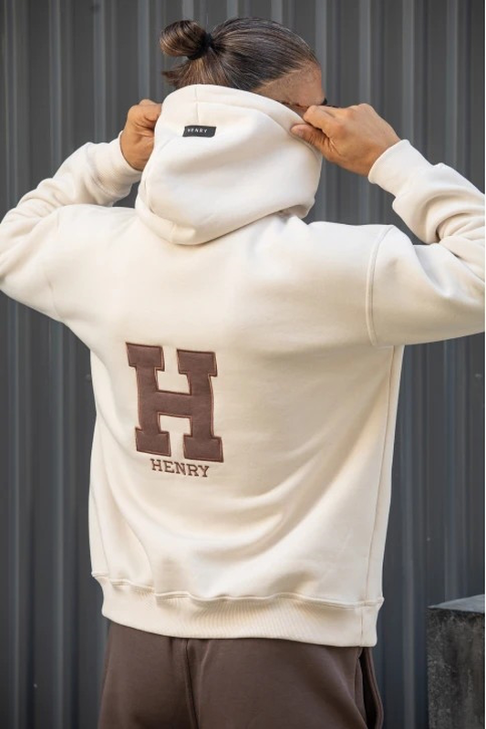 Henry over back flocked hoodie logo-null