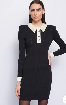 Gaudi women's knitted polo dress 521fd13007, Black, medium