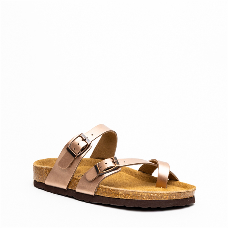 Reverse criss-cross toe loop sandals with breathable comfort footbed with shock absorber-null