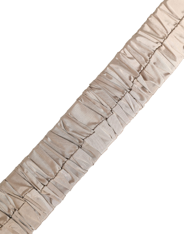 Women beige polyester silver metal buckle waist belt-null