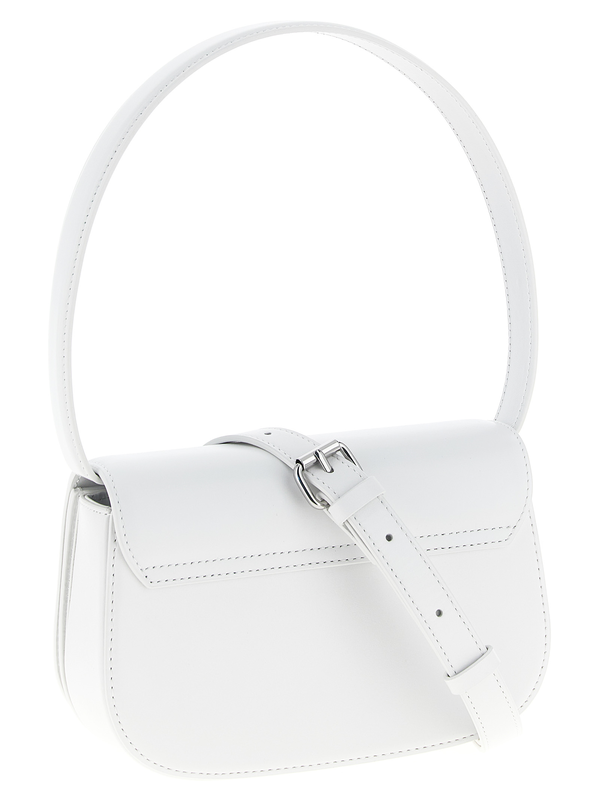 White cowhide shoulder bag-null