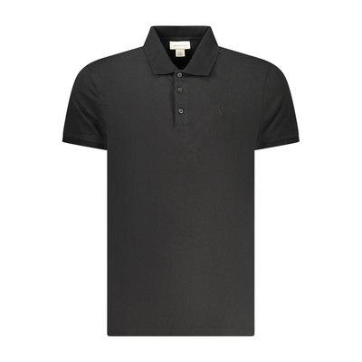 Black cotton men polo shirt, Black, medium
