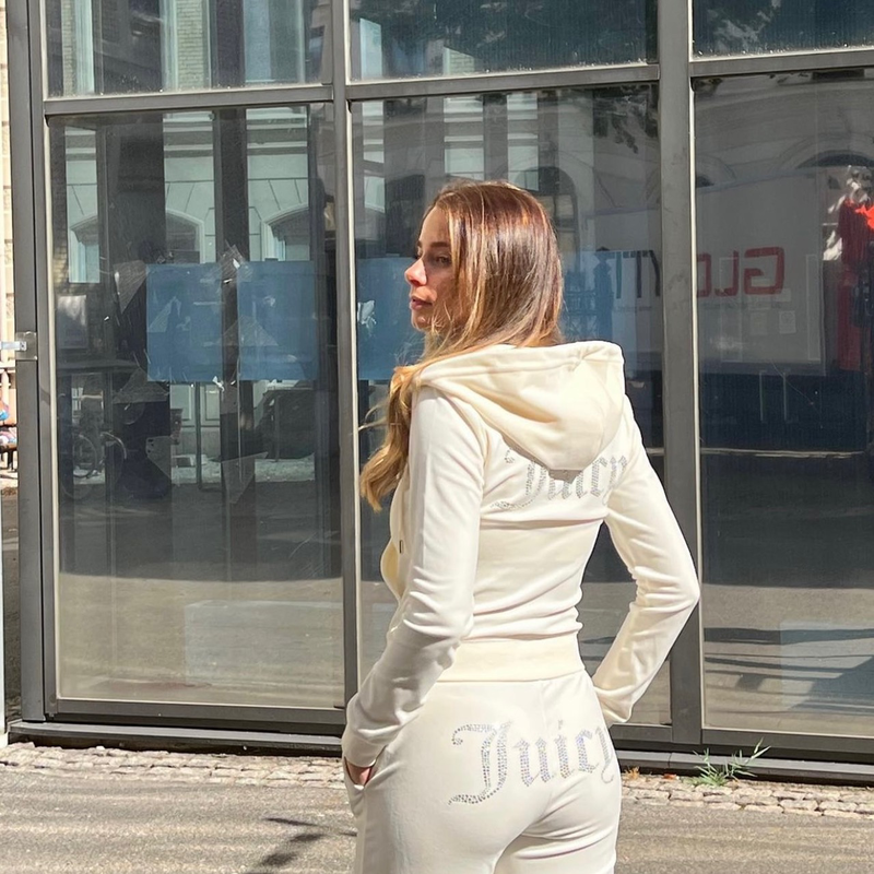 Mix crystal velour hoodie (cream) *set only-null